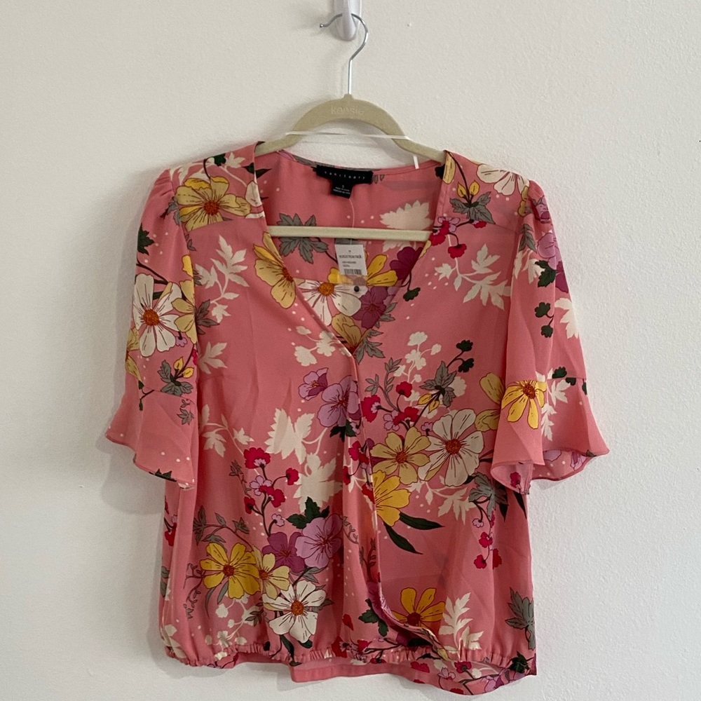 Sanctuary Floral Print Blouse Pink Small